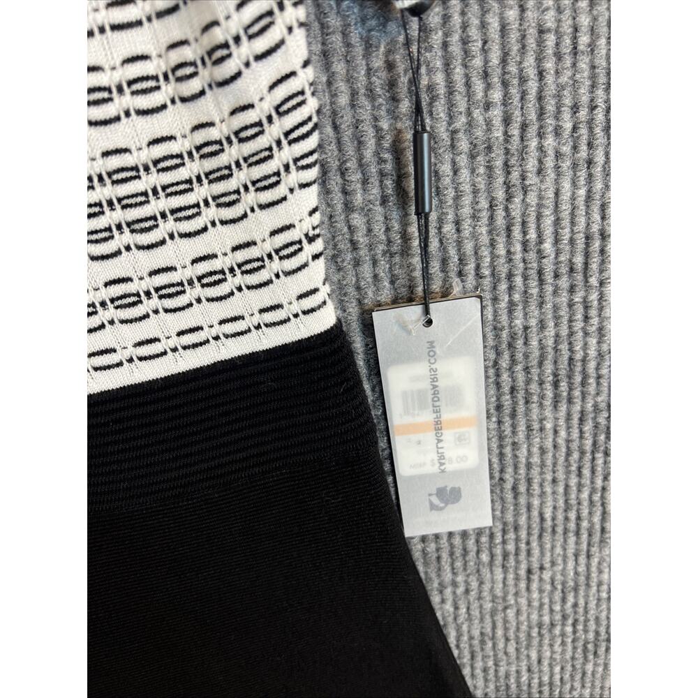 Karl Lagerfeld Womens Knit Fit And Flare Dress Black White Small Preppy Designer - Picture 6 of 10